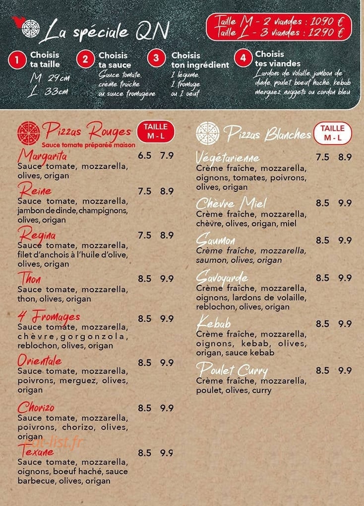 QN Pizza — carte page 3