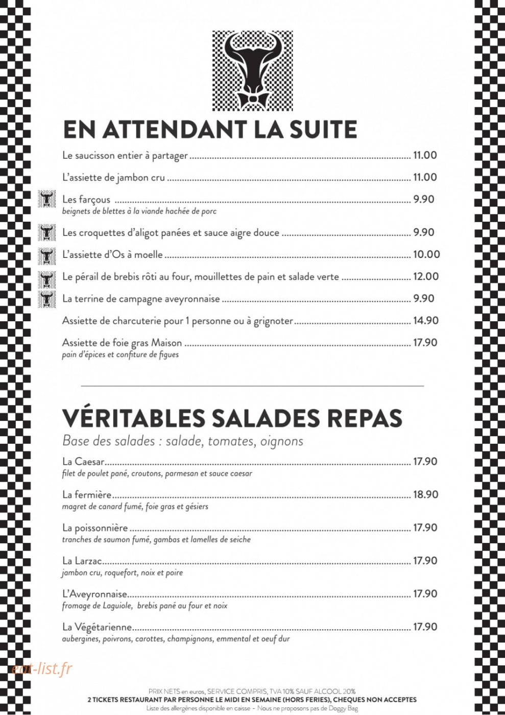Restaurant l'Aveyronnais — carte page 2