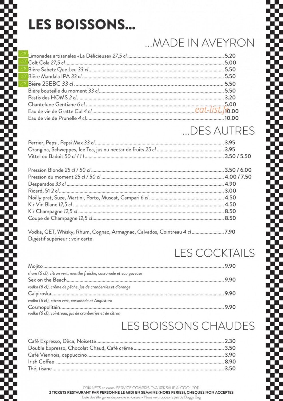 Restaurant l'Aveyronnais — carte page 5