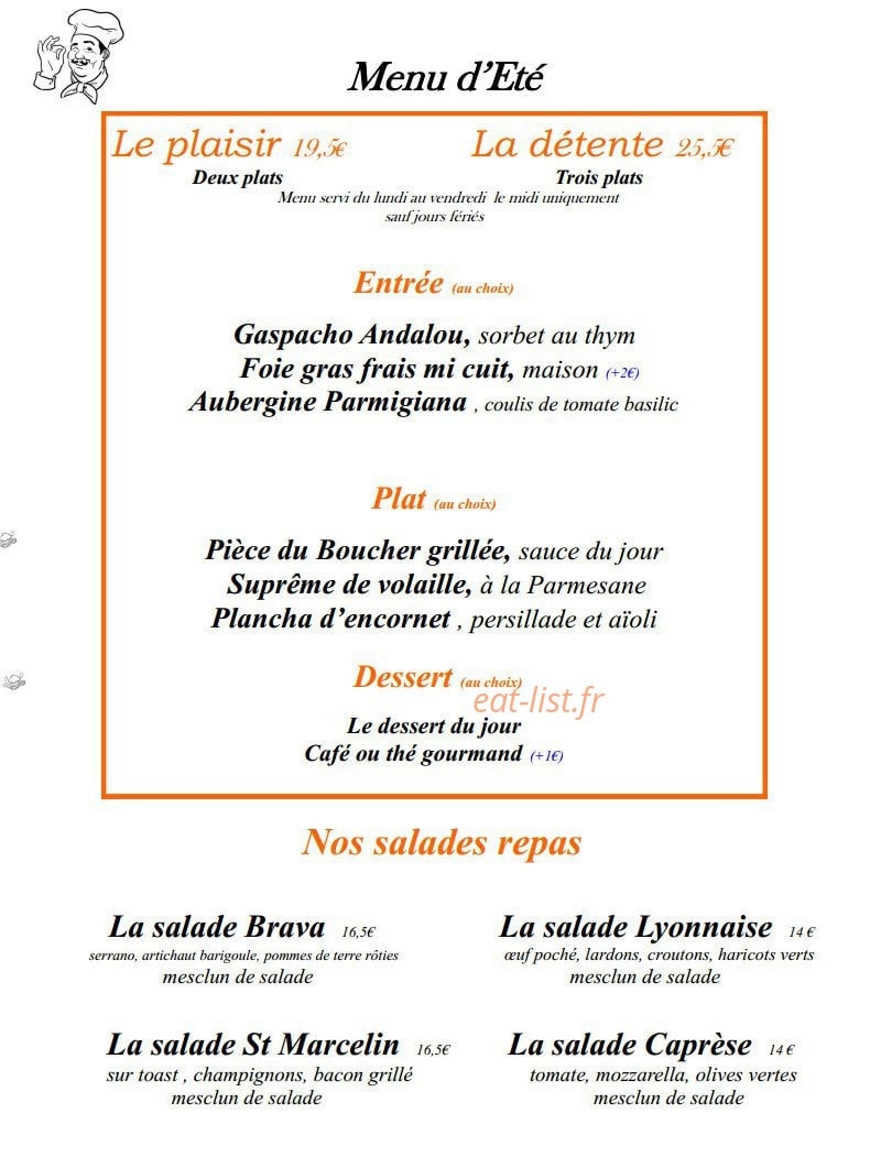 Restaurant La Coquille — carte page 1