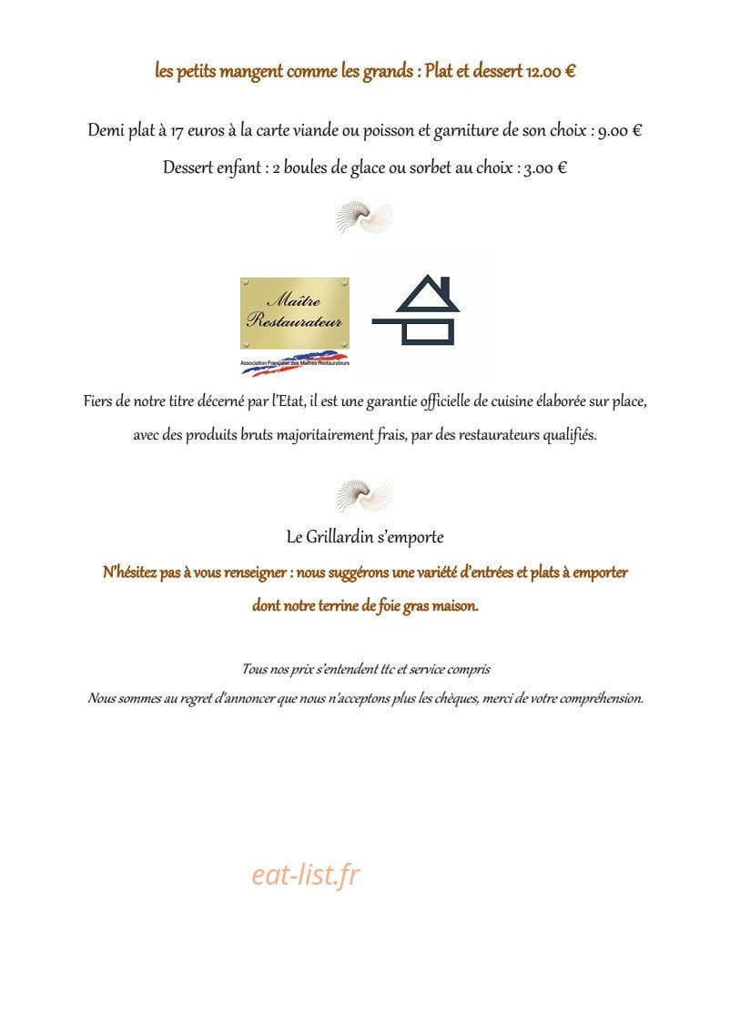 Restaurant le Grillardin — carte page 6