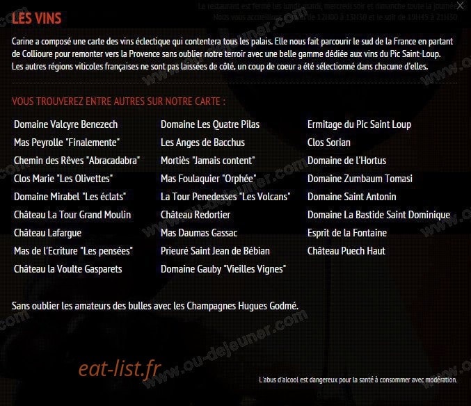Restaurant les vignes — carte page 2