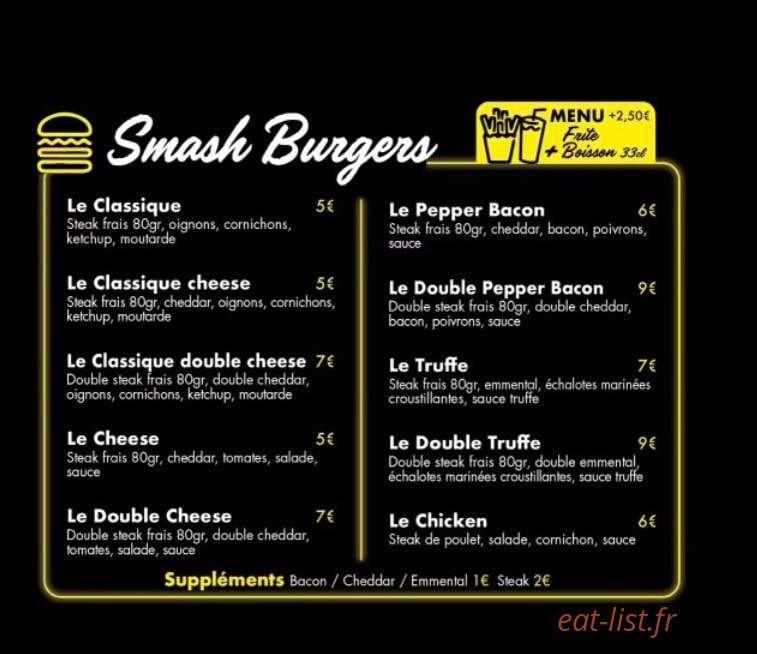 Rock star smash burger — carte page 1