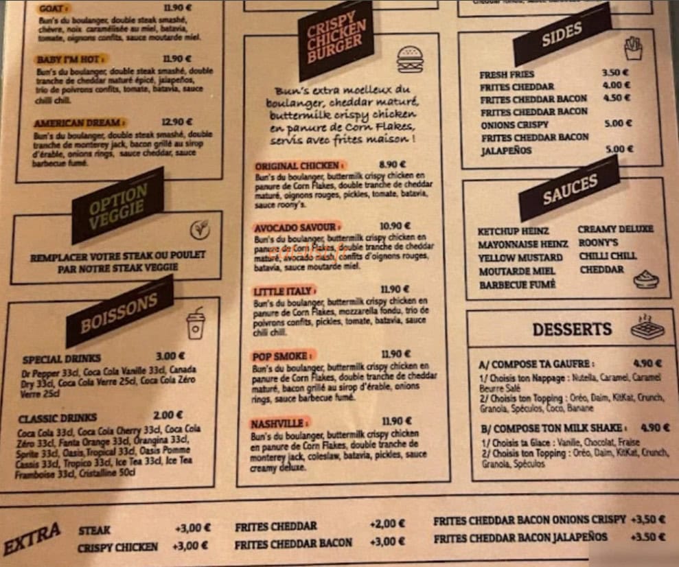 Roony’s — carte page 2