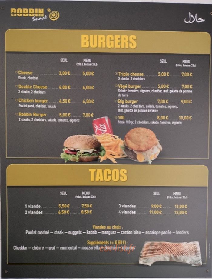 Sandwicherie Robbin — carte page 1