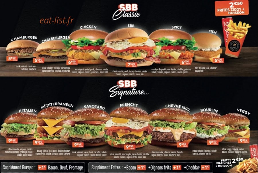 Shake Burger Break — carte page 1