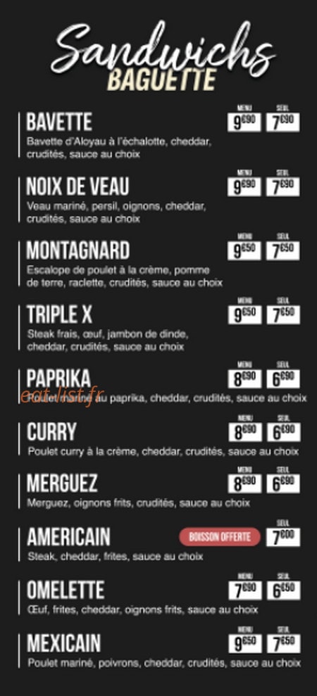 Snack À l'ancienne — carte page 2