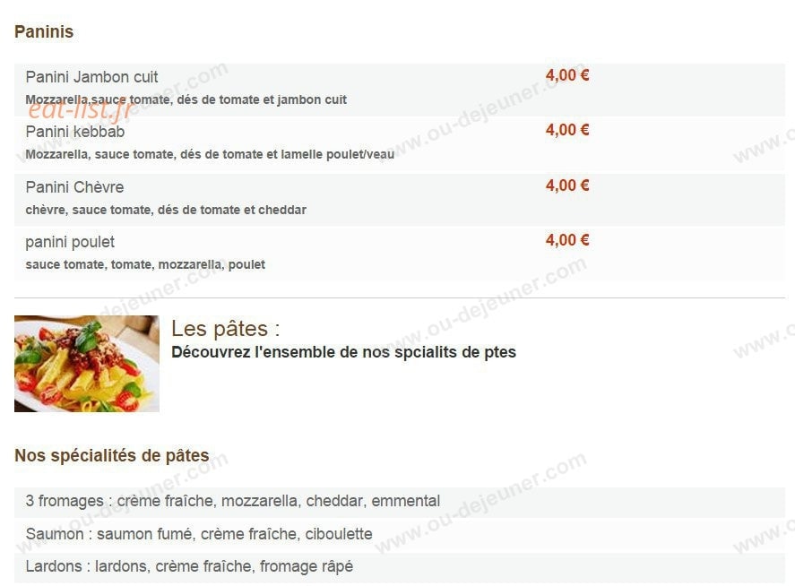 Snack Capucine — carte page 3