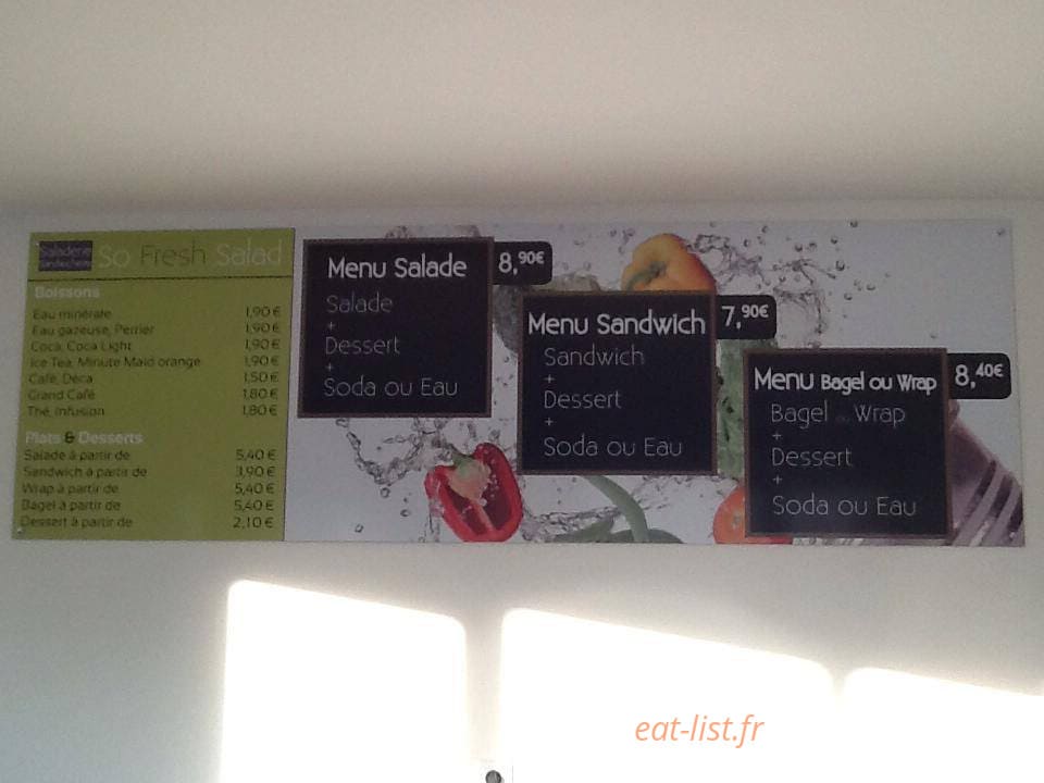 So Fresh Salad — carte page 1