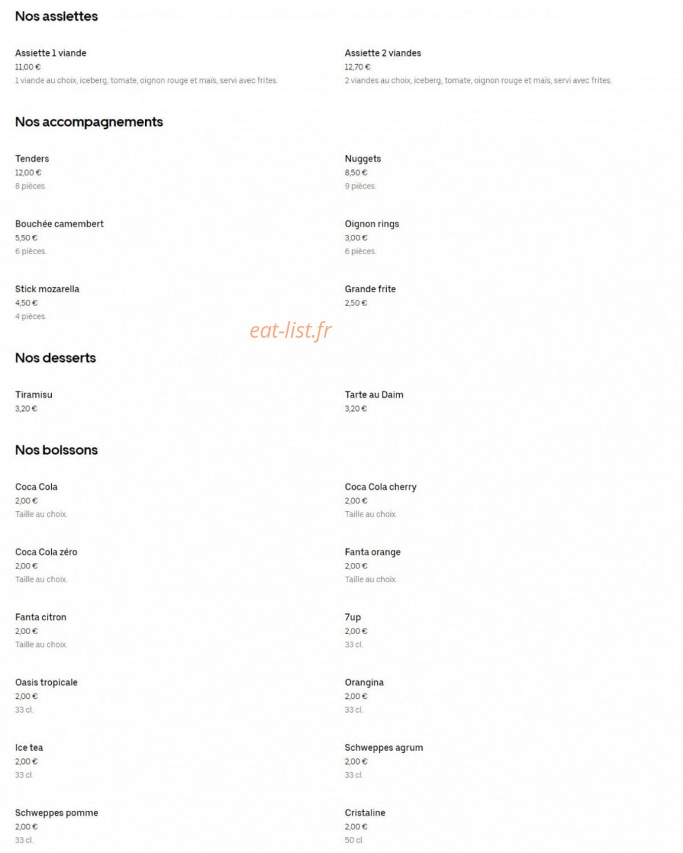 Star Food — carte page 3