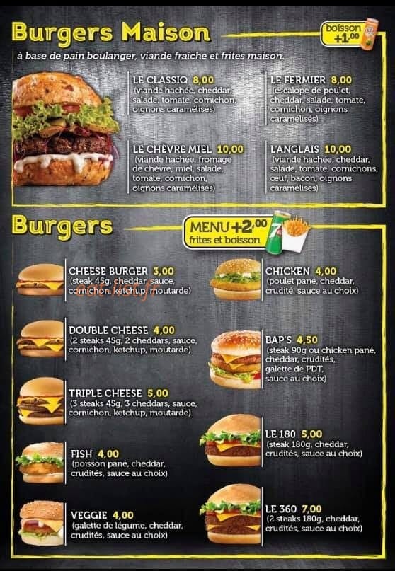 Sud burger — carte page 2
