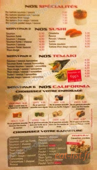 Sushi Best — carte page 1