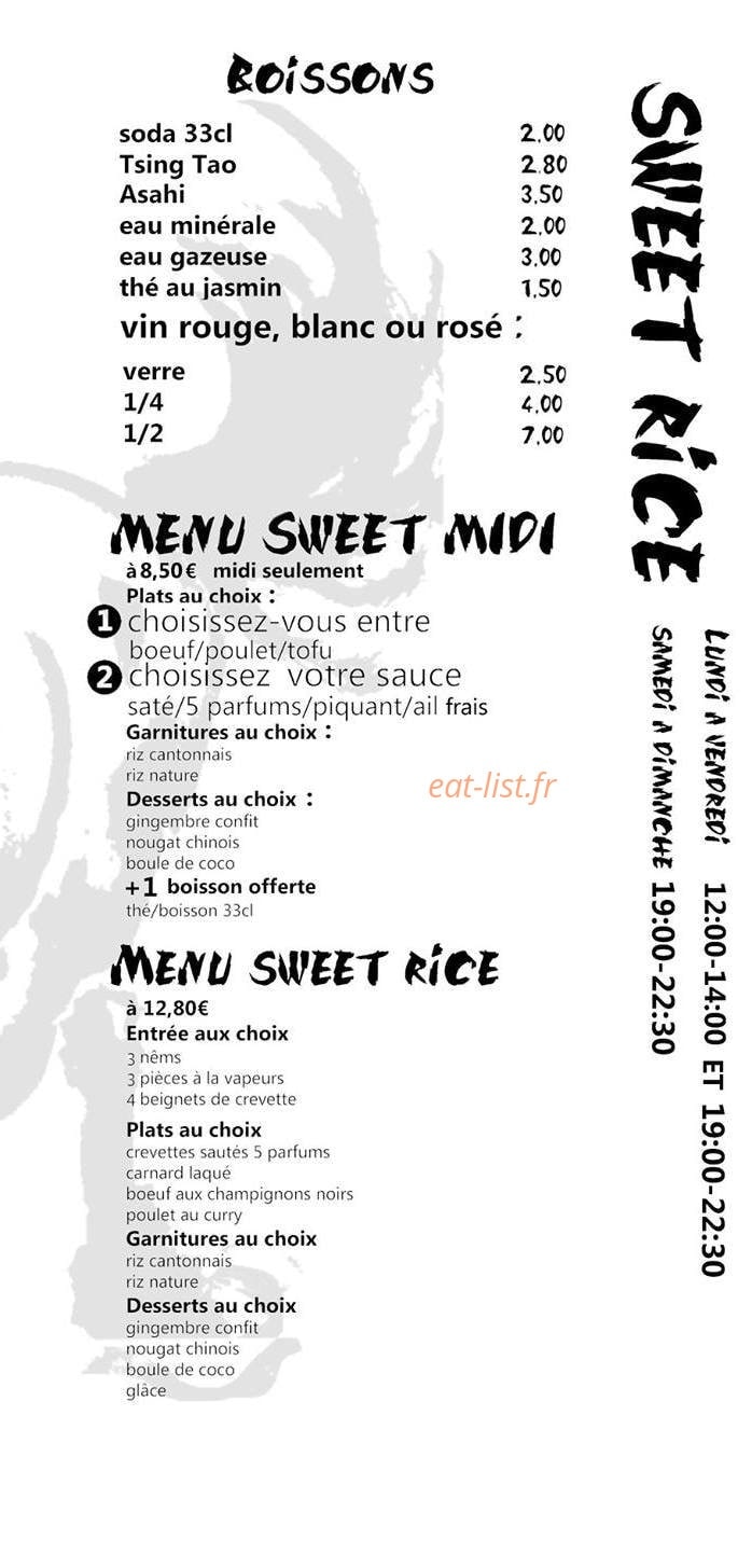 Sweet Rice — carte page 3