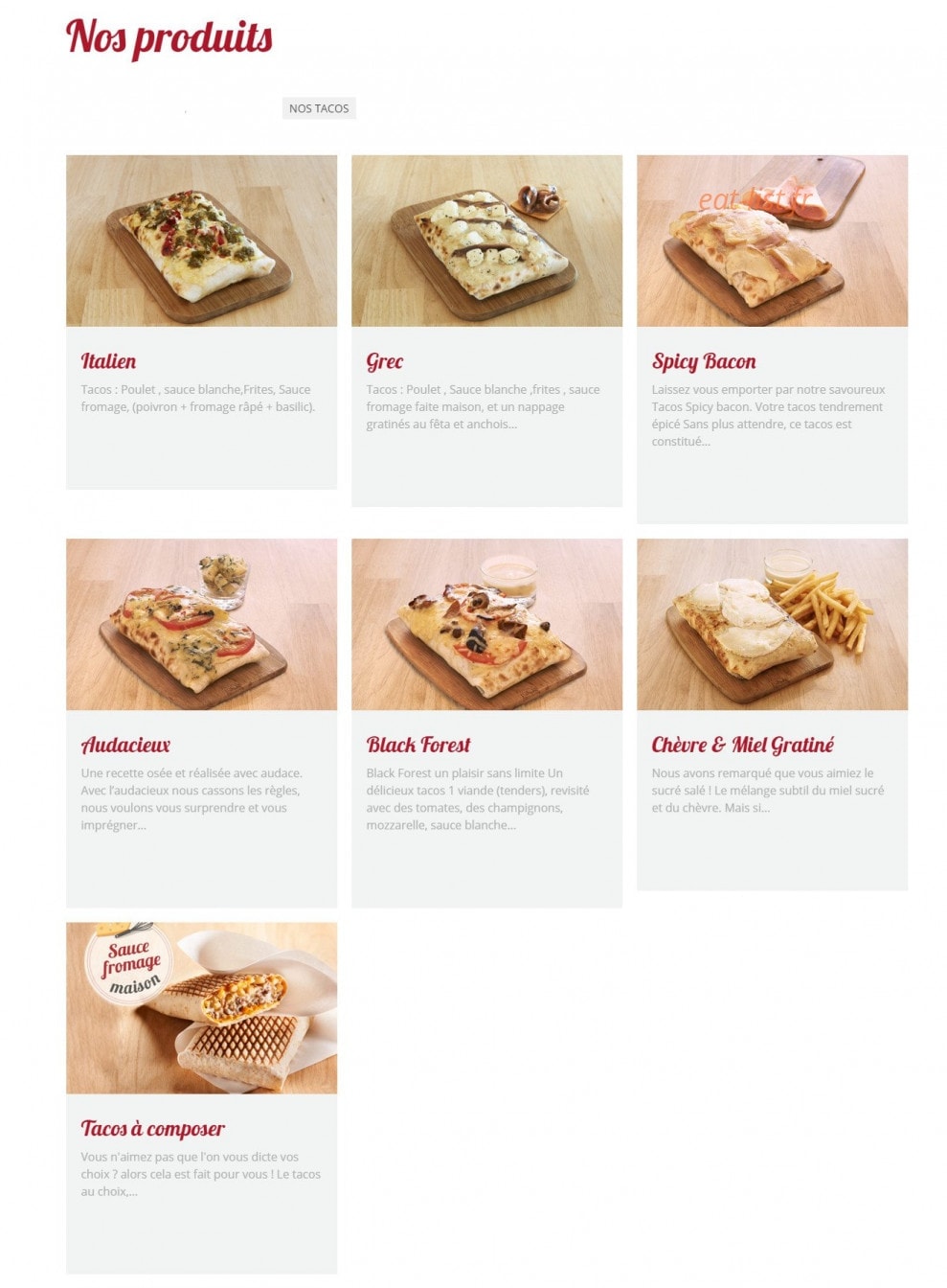 tacos avenue — carte page 1
