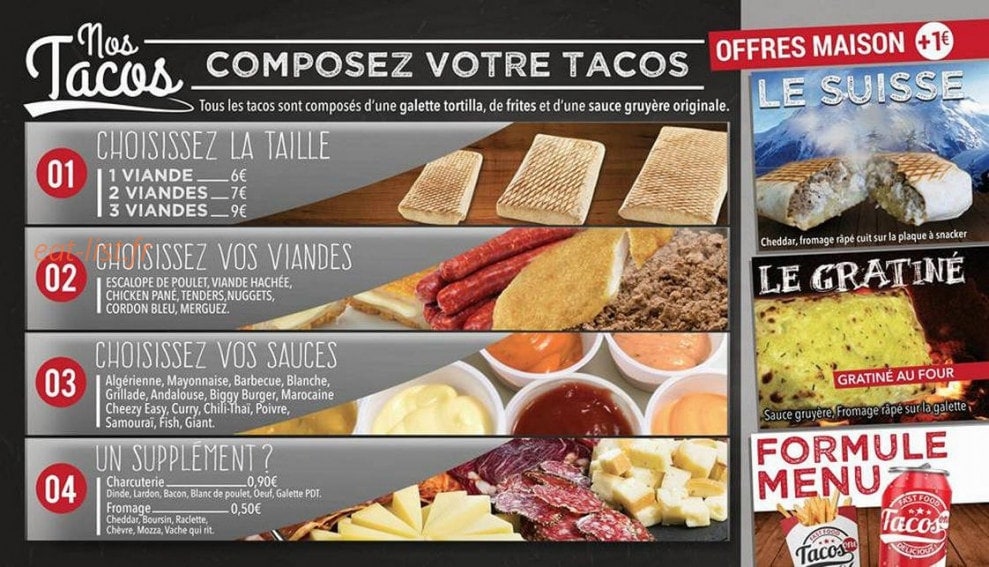 Tacos One — carte page 3