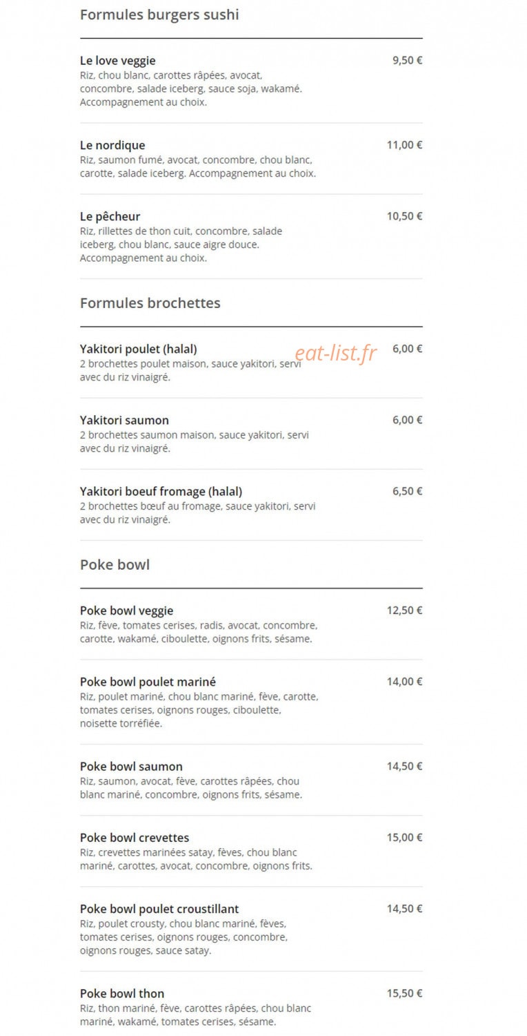 Takô Sushi — carte page 3