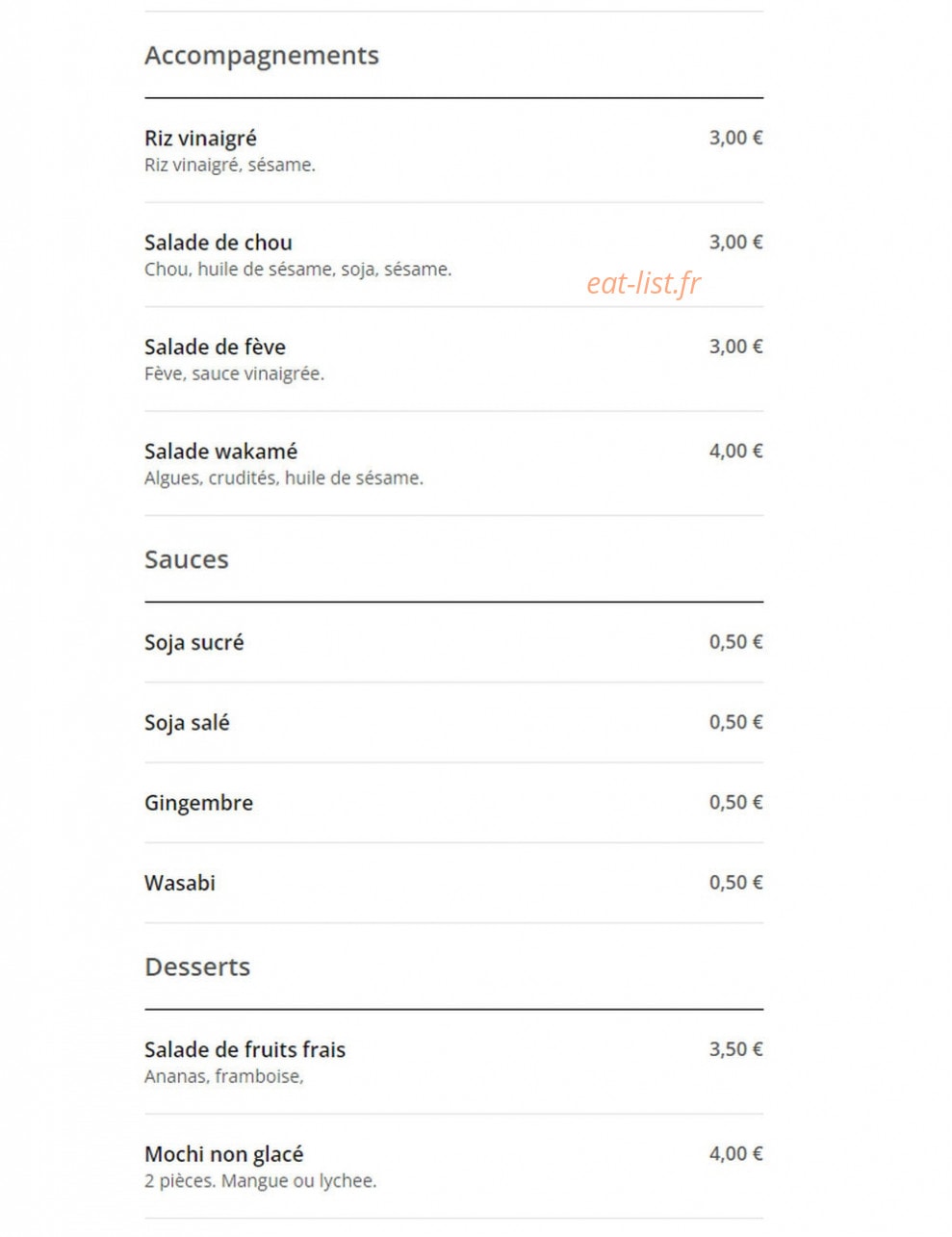 Takô Sushi — carte page 7