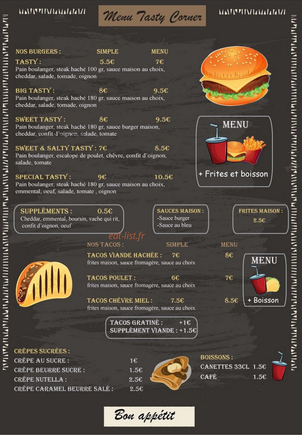Tasty corner — carte page 1