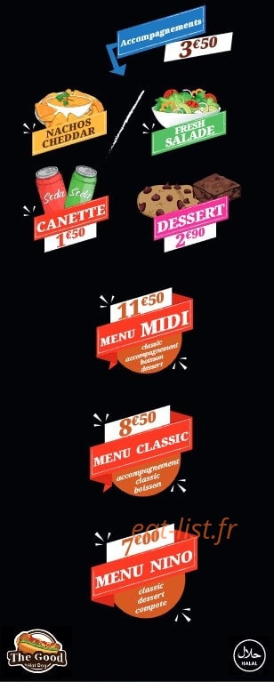 The Good Hot Dog — carte page 1
