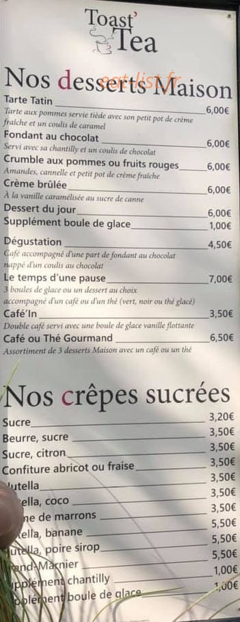 Toast and Tea — carte page 2