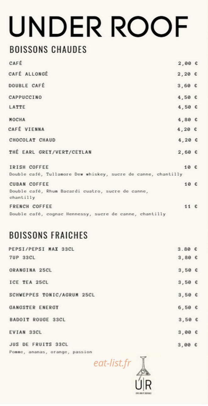 Under Roof Bar — carte page 5