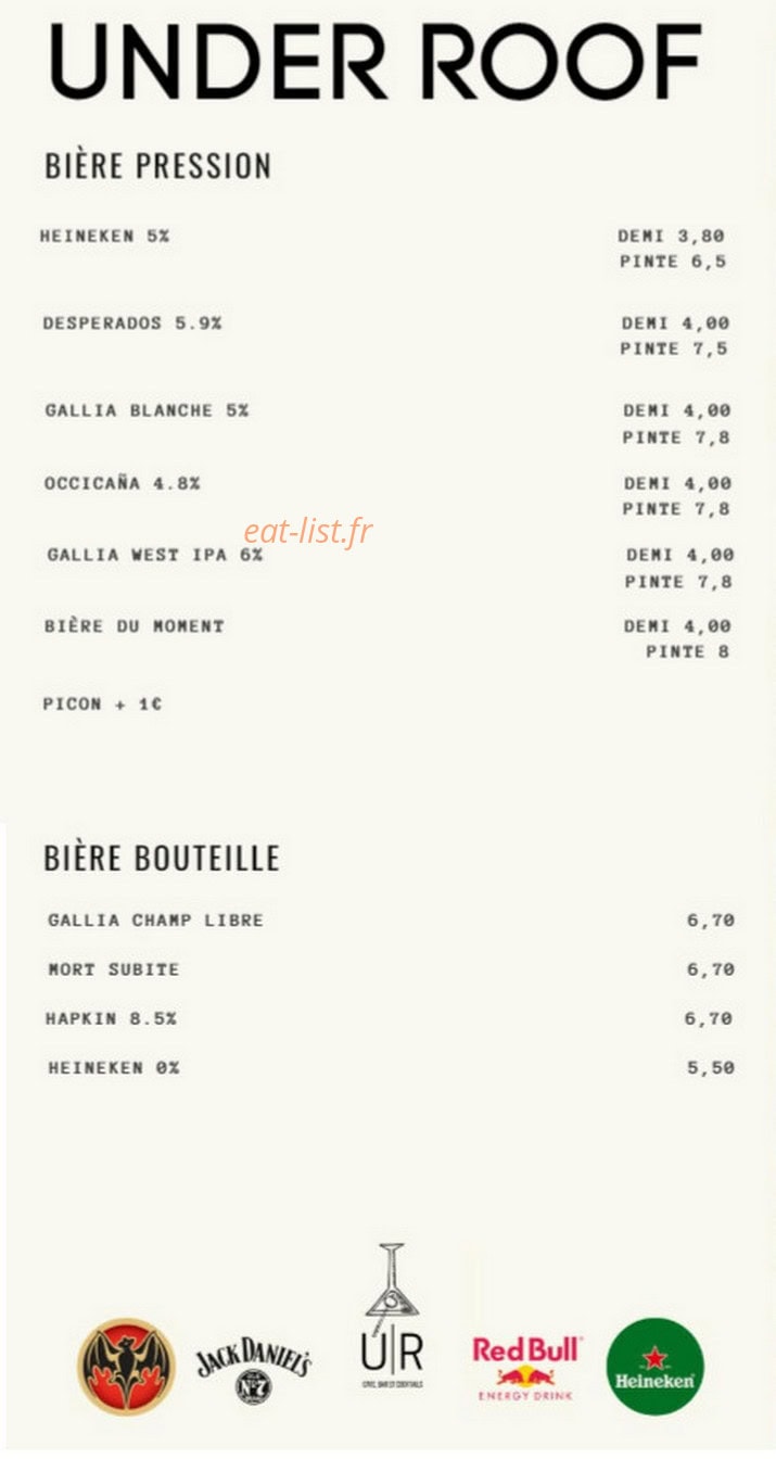 Under Roof Bar — carte page 6