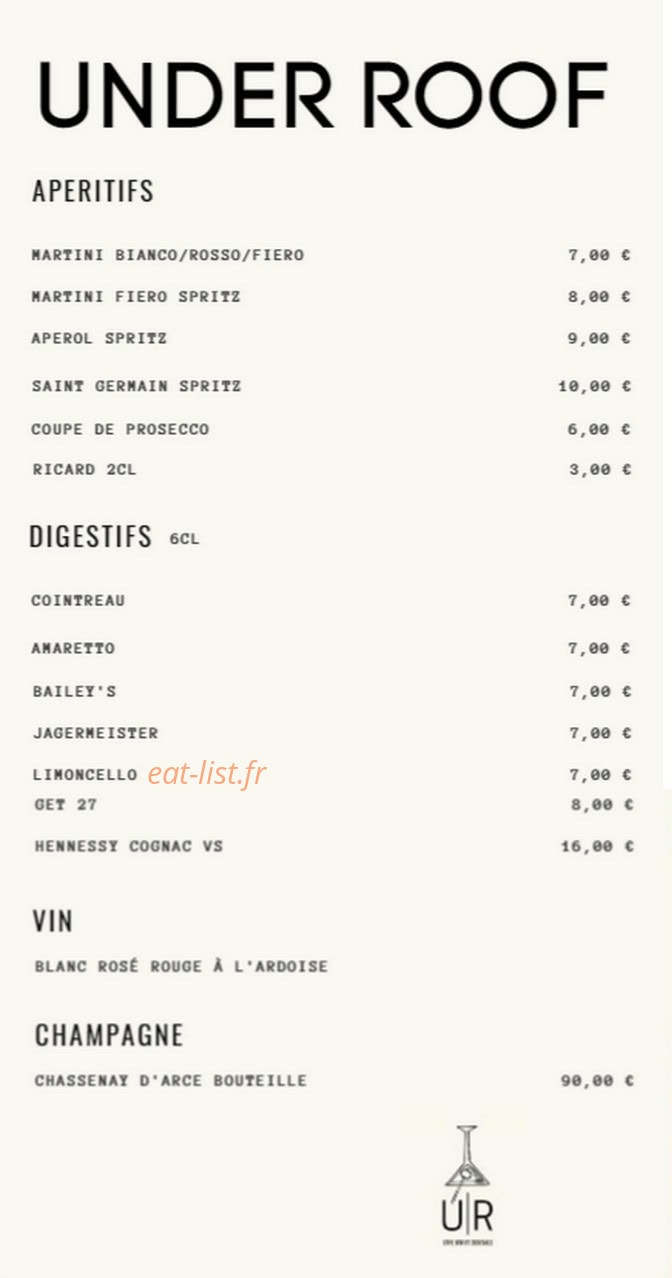 Under Roof Bar — carte page 4