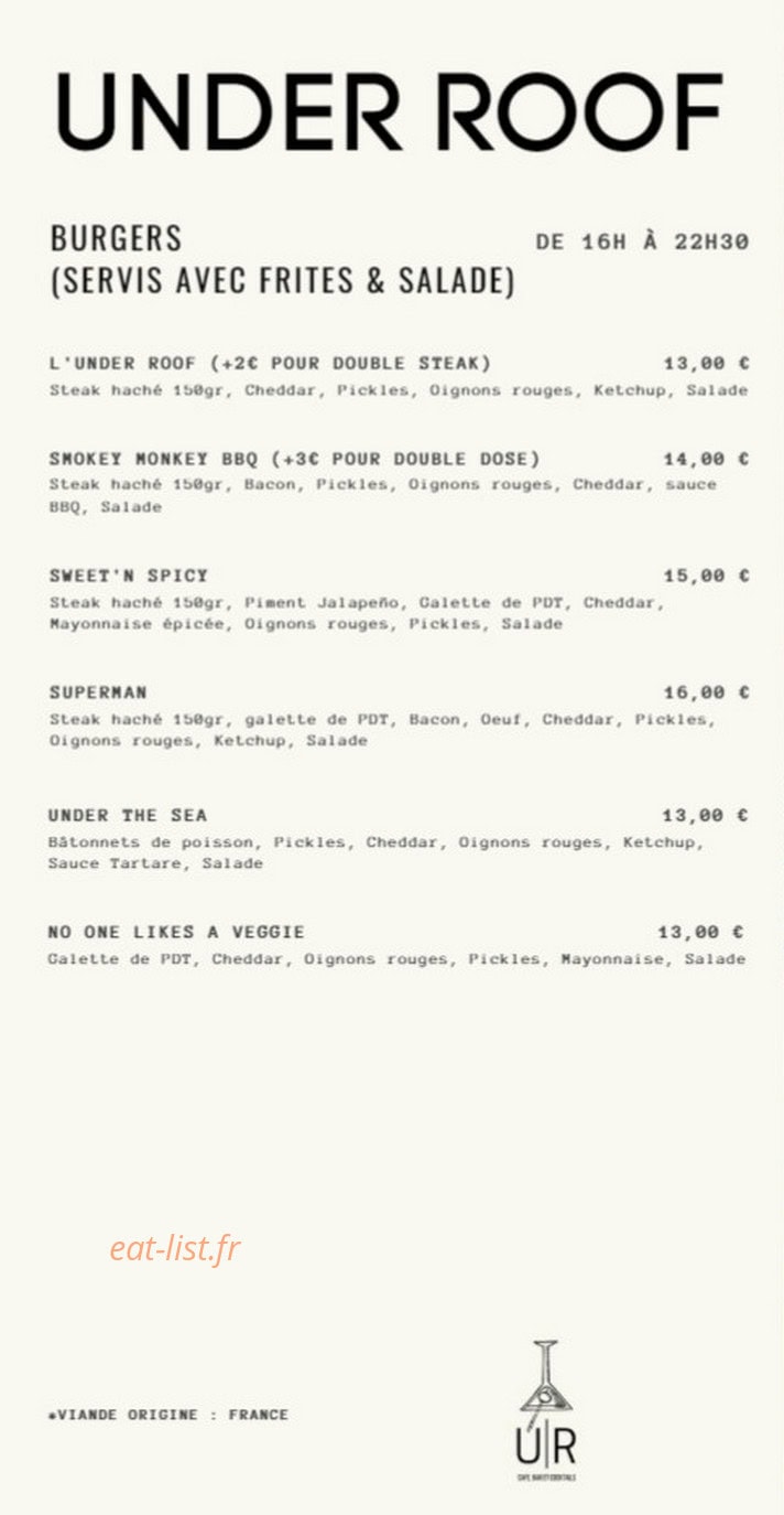 Under Roof Bar — carte page 2