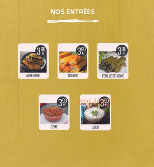 Uni Food — carte page 1