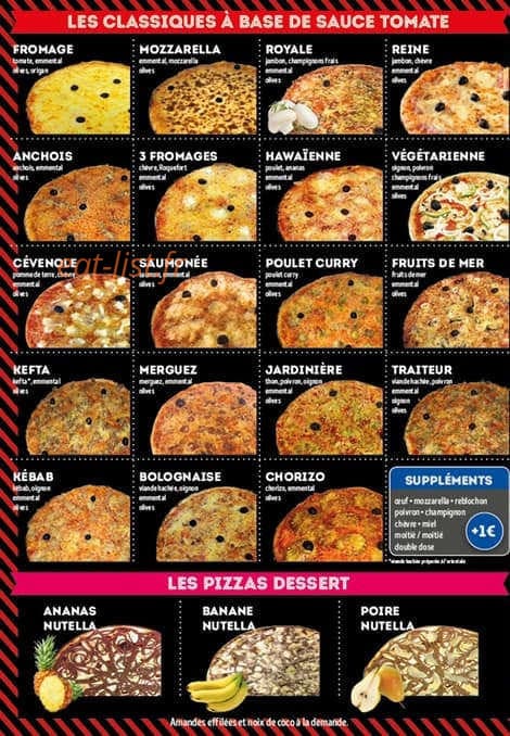 Yamma pizza — carte page 1