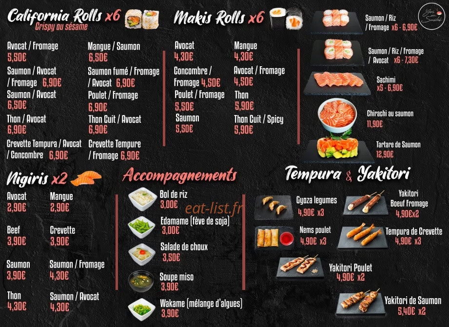 Carte et menu de yoi sushi à Montpellier — 2