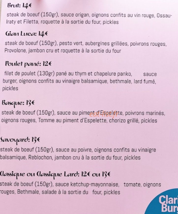Clarinda Burger — carte page 2