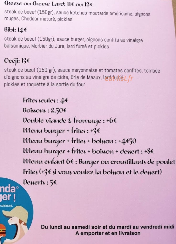 Clarinda Burger — carte page 1