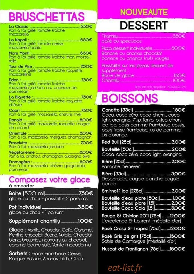 Eden pizza — carte page 2