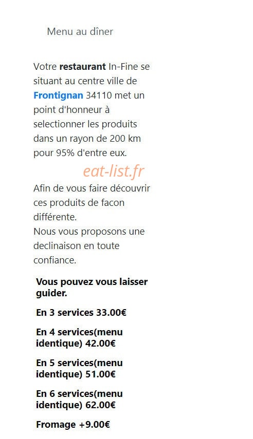 In-Fine Restaurant — carte page 2