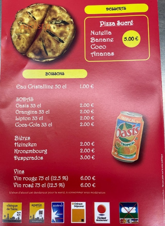 Jo Pizza — carte page 3