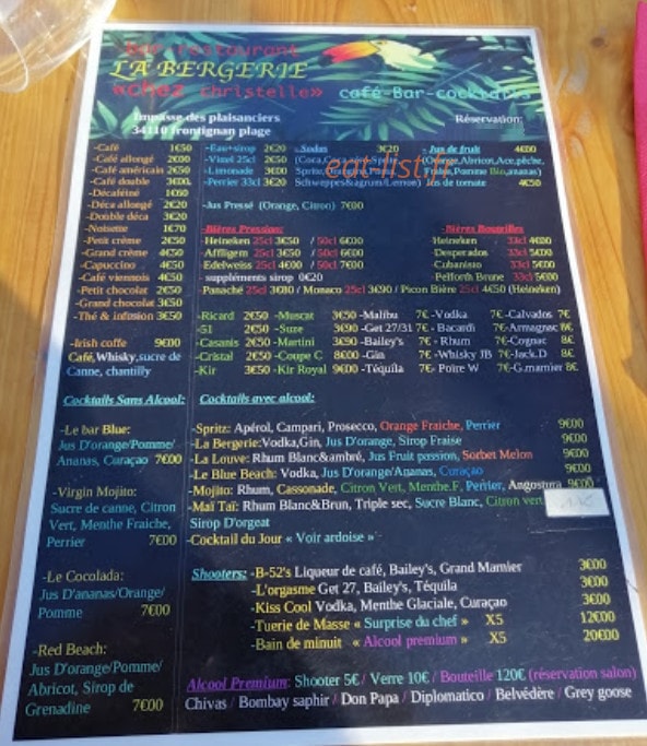 La Bergerie Chez Christelle — carte page 2