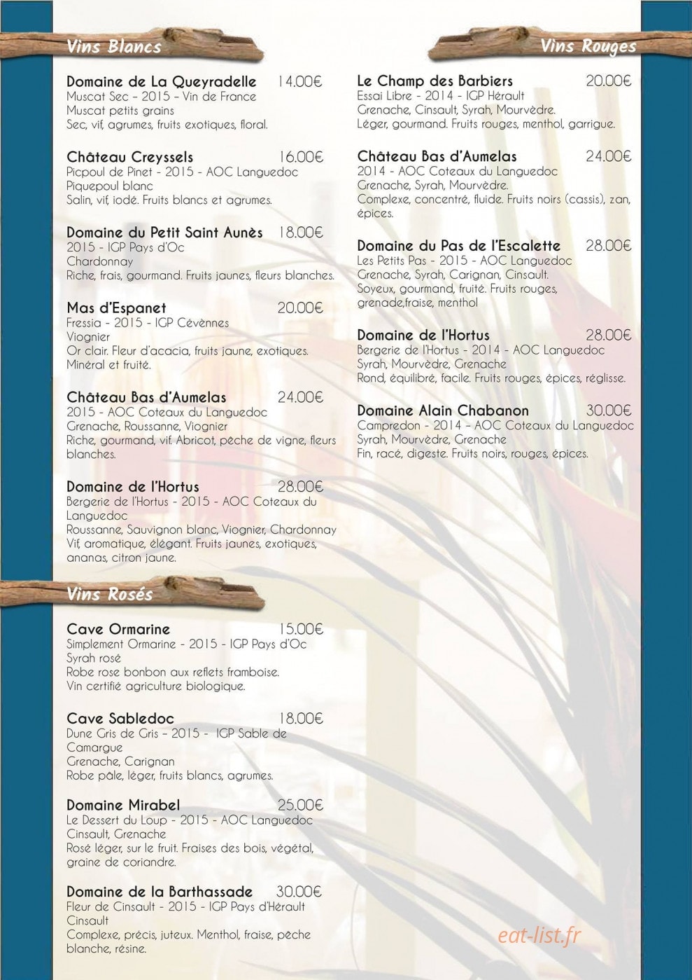 La Pirogue — carte page 5