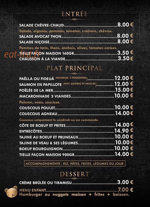 Le Dagh's Coffee — carte page 1