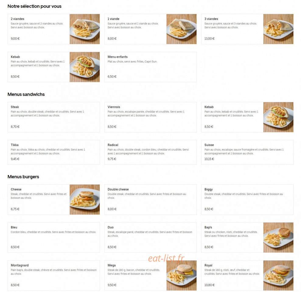 Le Spécial Tacos — carte page 1