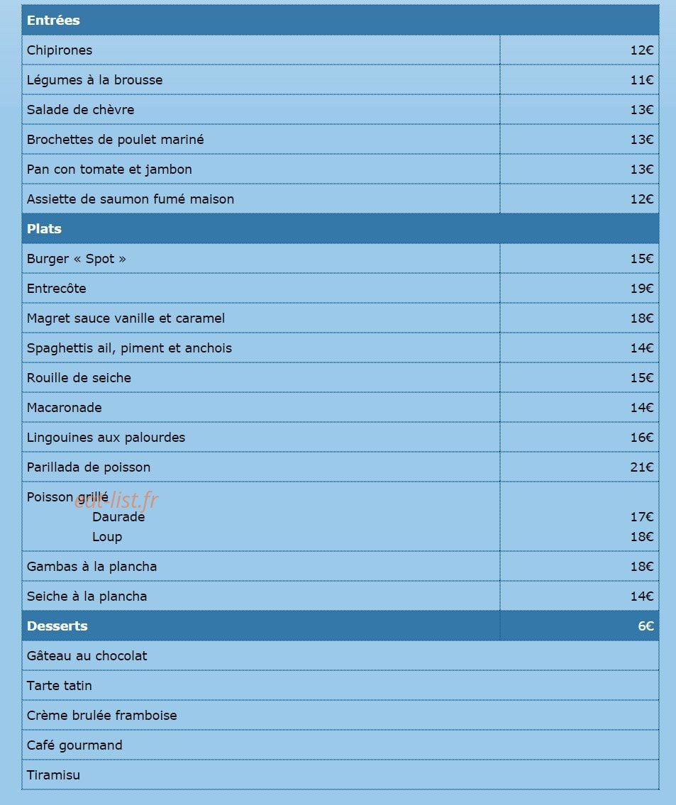Le Spot — carte page 1