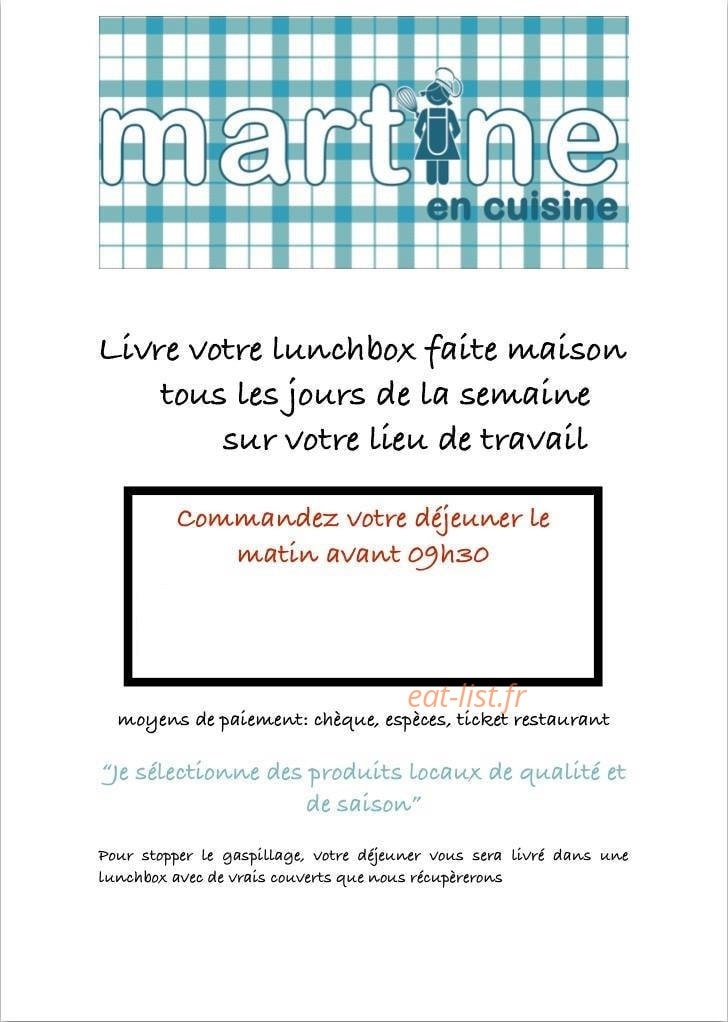 Martine en Cuisine — carte page 1