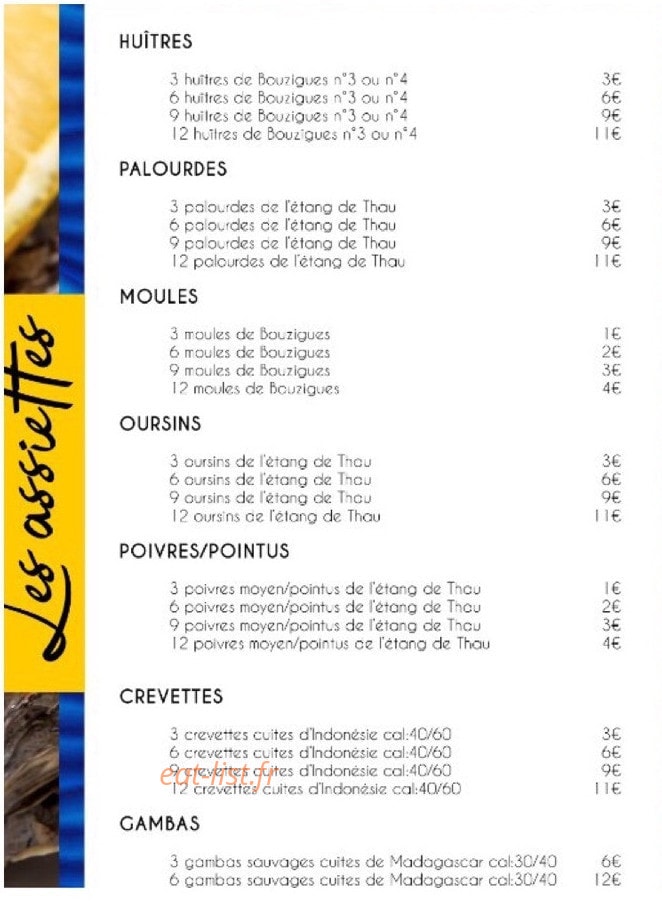 Ô Huîtres — carte page 3