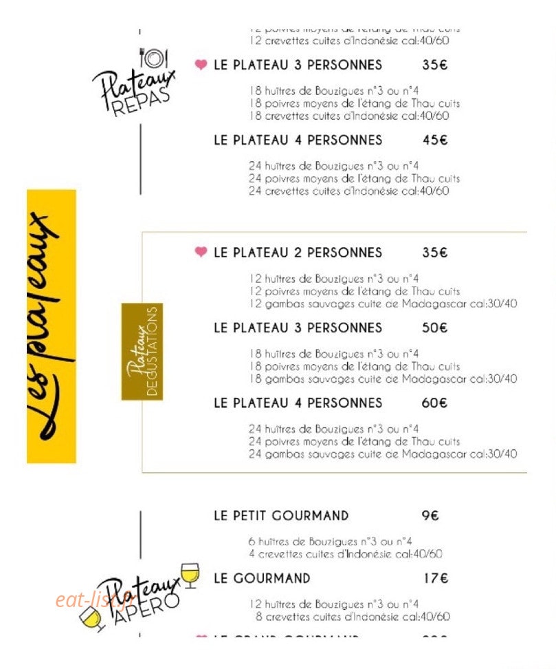 Ô Huîtres — carte page 2
