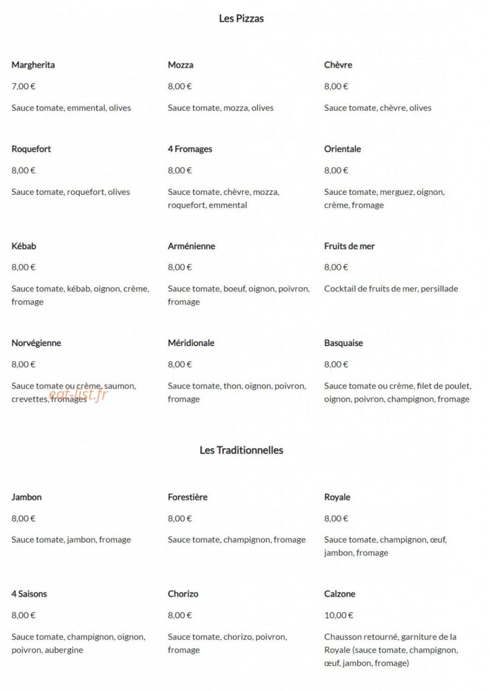Pâte à Pizza — carte page 1