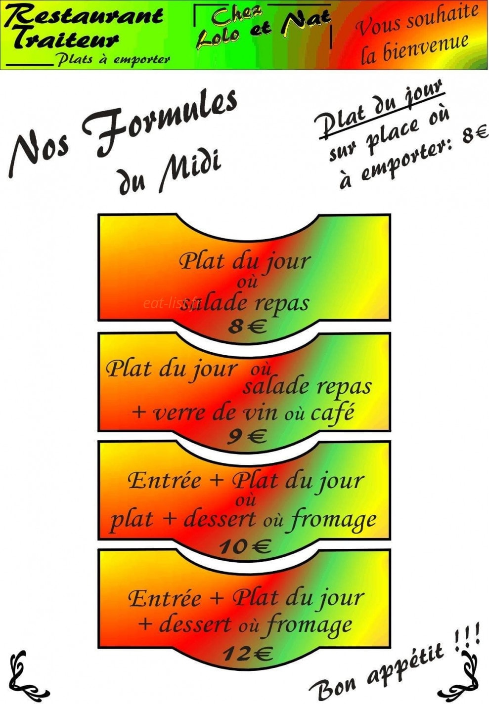 Chez Lolo et Nat — carte page 1