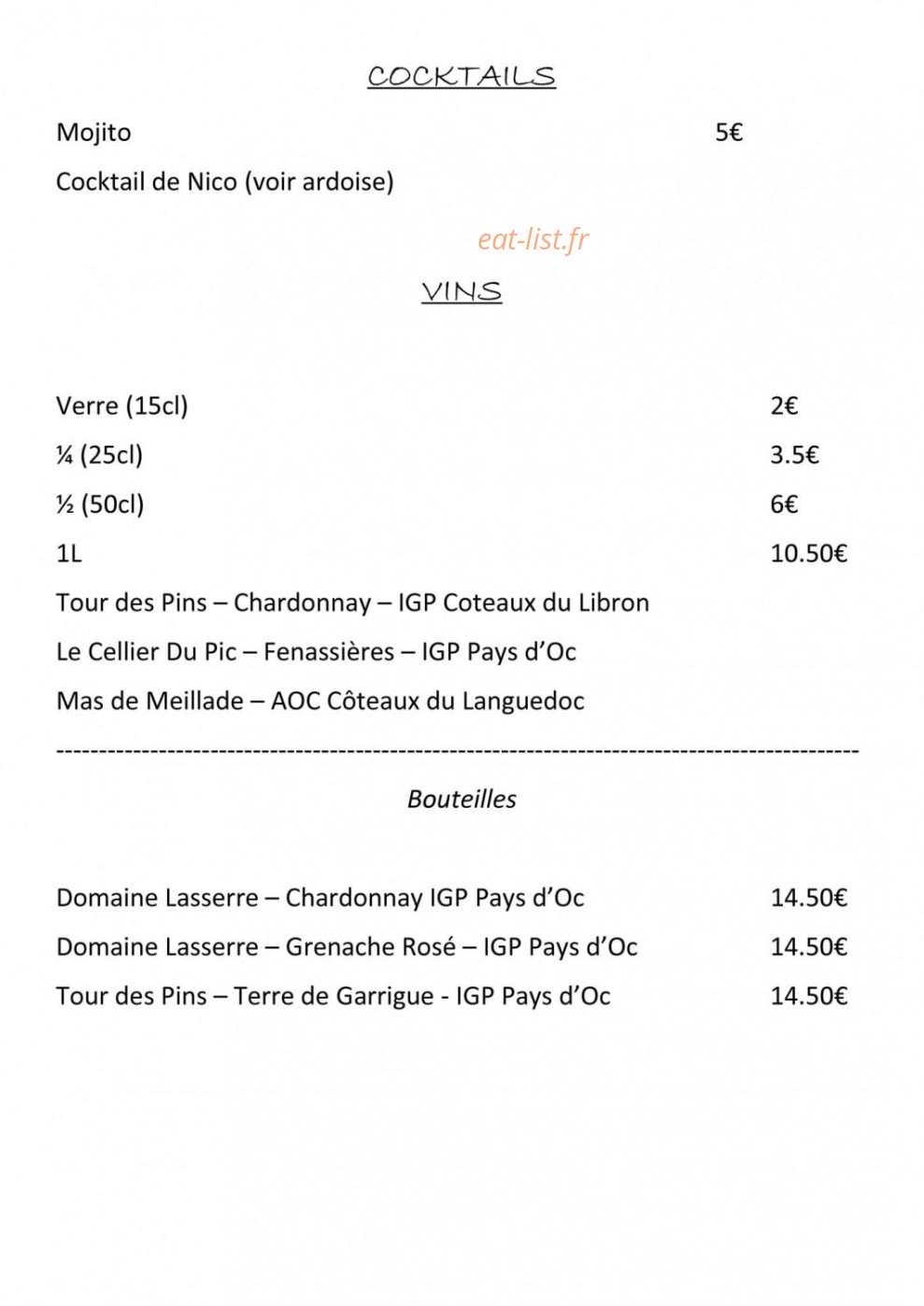 O'Resto — carte page 3