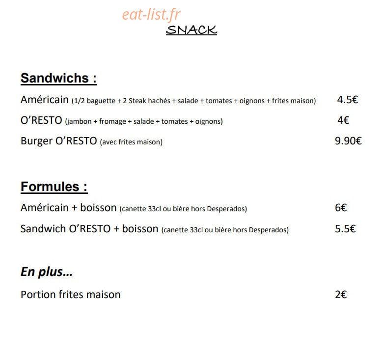 O'Resto — carte page 4