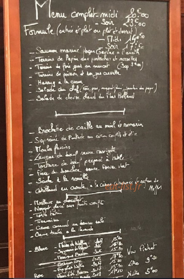 Chez Hansi — carte page 1