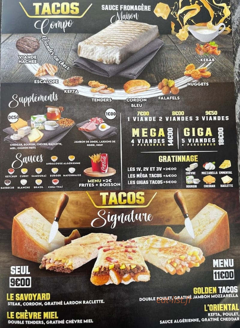 Golden Tacos — carte page 3